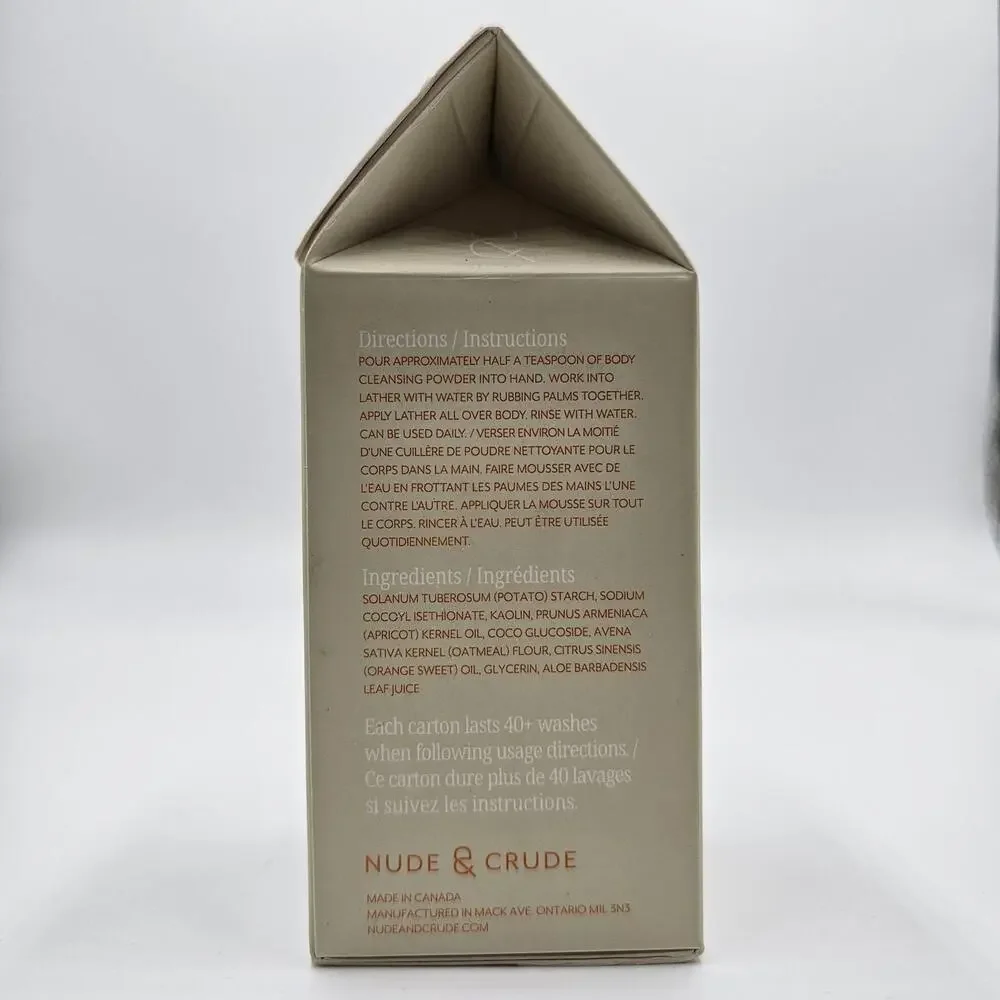 Nude & Crude Body Cleansing Shower Powder‎ uplifting Lemongrass 4 oz